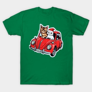 Two cats in a small red car. T-Shirt